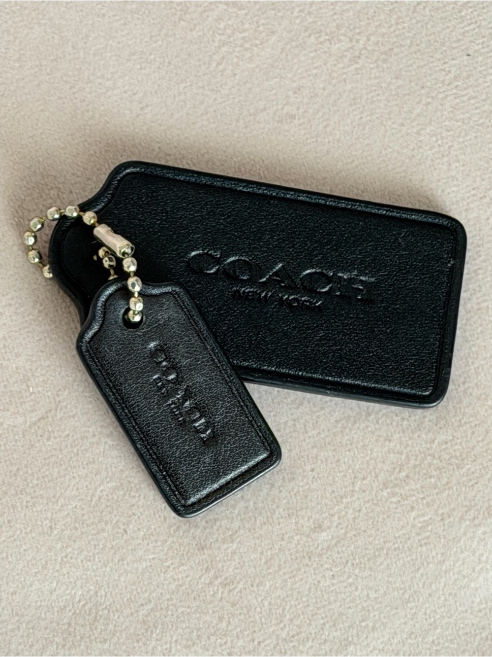 Coach Black Leather Hang Tag Set